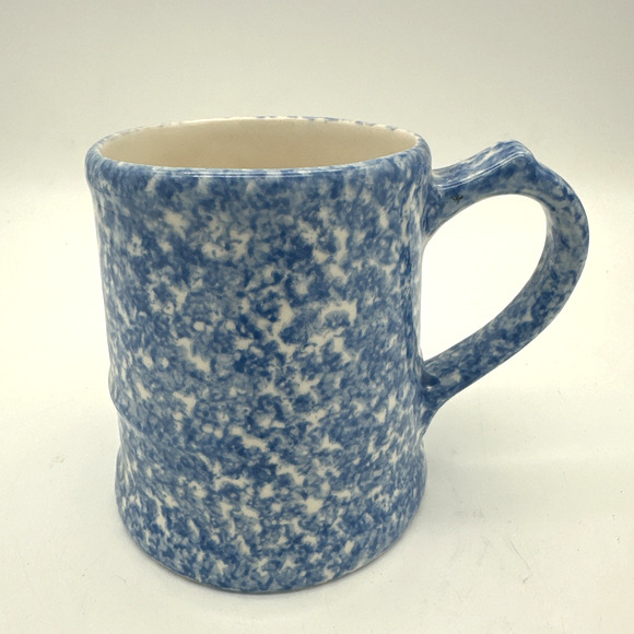 NS Gustin Co. LA Pottery Blue Stipple Spongeware Coffee Mug - Picture 1 of 7